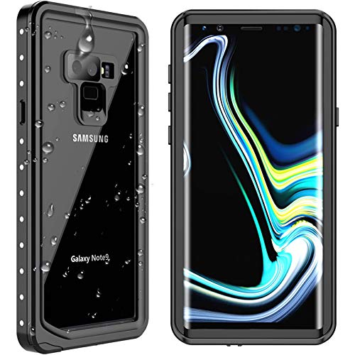 Samsung for Galaxy Note 9 Waterproof Case, SPIDERCASE Shockproof Snowproof Dirtproof, Waterproof Case for Samsung Galaxy Note 9 (Black/Transparent)