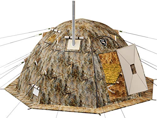 Russian-Bear Hot Tent with Stove Jack. Hunting Fishing Outfitter Cold Weather Tent with Wood Stove Hole. 4 Season Tent. Expedition Arctic Living Warm Tent.
