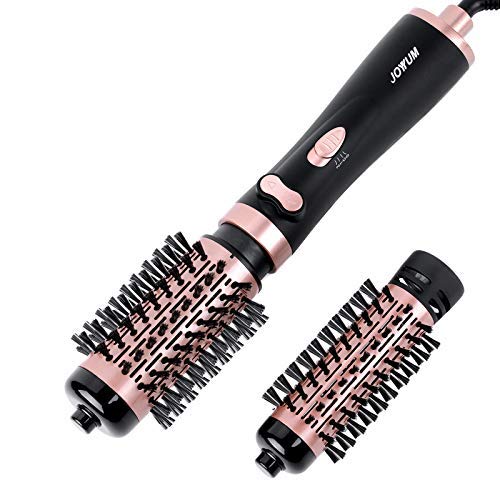 JOYYUM 1000W 2-in-1 Hot Air Spin Brush Dryer for Styling, Smoothing and Straightening Auto-rotating Ionic Round Blow Dryer Brush Volumizer in One, Pink Gold