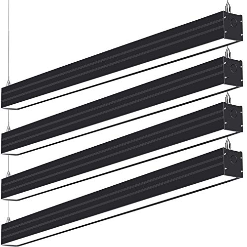 4FT Linkable LED Linear Light, 40W(120W Equv.）4600lm 3000K/4000K/5000K CCT Selectable, Dimmable Architectural LED Suspension Office Lighting Fixture for Market, Garage, ETL,4pack-Black