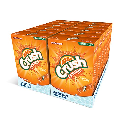 Crush, Orange – Powder Drink Mix - (12 boxes, 72 sticks) – Sugar Free & Delicious, Makes 72 flavored water beverages