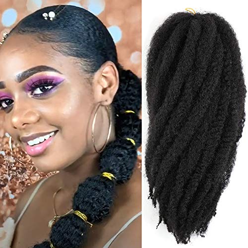 1 Pack 18 Inch Long Afro Kinky Marley Twist Braids Hair Extensions Kanekalon Synthetic Hair Marley Braiding Crochet Braids Hair (1B#)