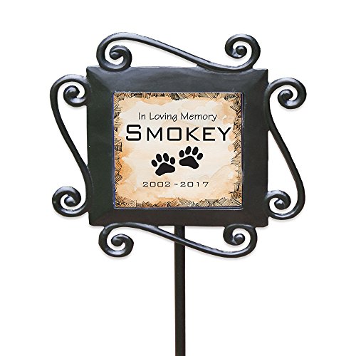 GiftsForYouNow Personalized Pet Memorial Garden Stake, 28” by 8.5”, Wrought Iron Stake with Decorated Ceramic Tile, Front Yard Garden Stake, in Memory of Garden Stake