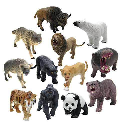 12 Pieces Wildlife Animals Action Figure，Realistic Animals Action Model Toy