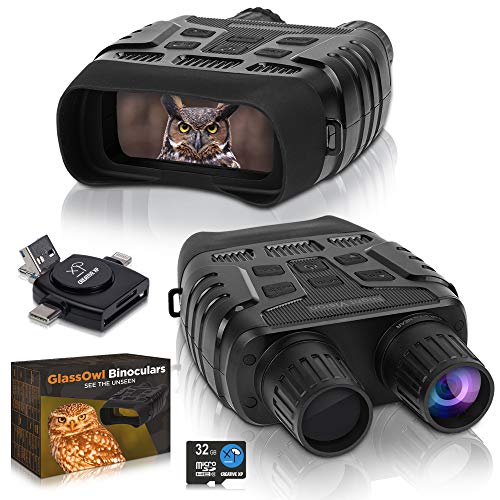 CREATIVE XP Digital Night Vision Binoculars for 100% Darkness - Save Photos & Videos with Audio – 4x35 mm Infrared Spy Gear for Hunting & Surveillance – Large Screen & 1000ft Viewing Range – 32GB Card
