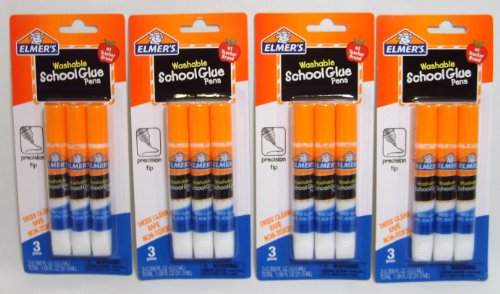 Elmer's Washable School Glue Pens with Precision Tips #1 Teacher Brand (3-pens Per Pack) - 4 Packs
