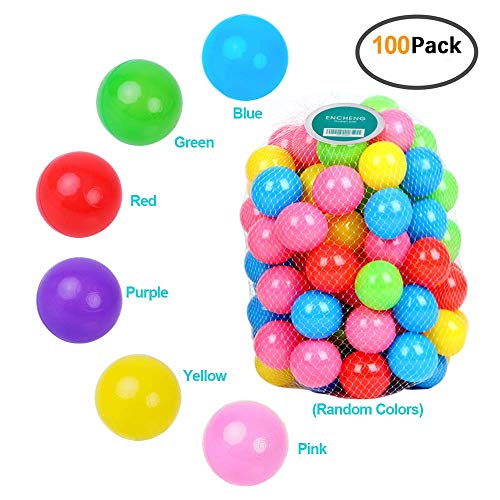 Encheng Pack of 100 Ball Pit Balls Crush Proof Plastic Ball, Pit Balls ,Kids Ball Pit Small Pop Up Toddler Ball Pits,for Toddlers Girls Boys for Indoor Outdoor,Bright Colors,Phthalate Free BPA Free …