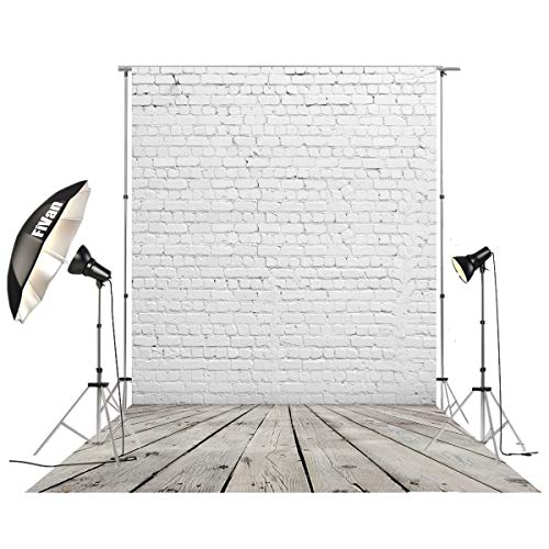 HUAYI 5'x10' Vinyl Backdrop for Photo Studio Pictures Home Decoration DIY Food Background Brick and Wood Floor D-2504