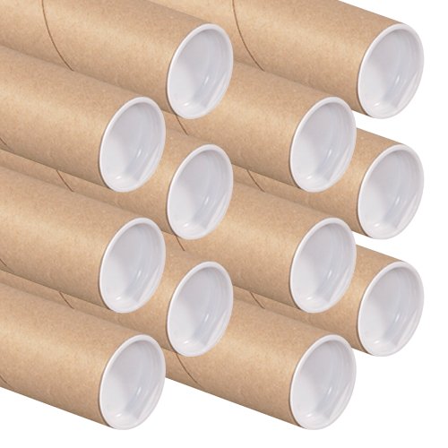 Art Wall Kraft Mailing Tube with Cap, 2-Inch by 15-Inch, 12-Pack
