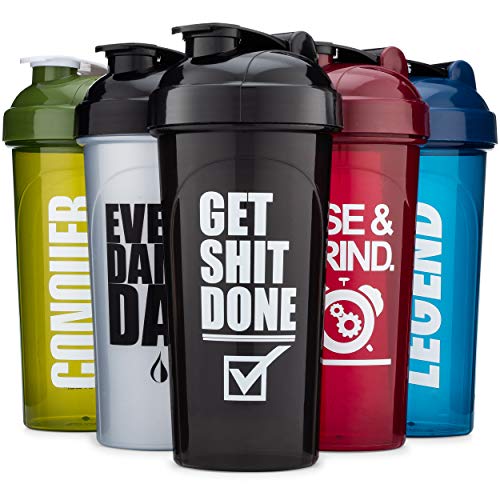 Hydra Cup 5 Pack of OG Shaker Bottles, 24oz Max Value Pack, Protein Shaker Cups, 5qty Stand Out Colors & Logos Version Two