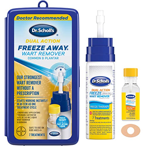 Dr. Scholl’s FreezeAway Wart Remover Dual Action, 7 Applications / Freeze Therapy + Powerful Fast Acting Salicylic Liquid to Remove Common and Plantar Warts