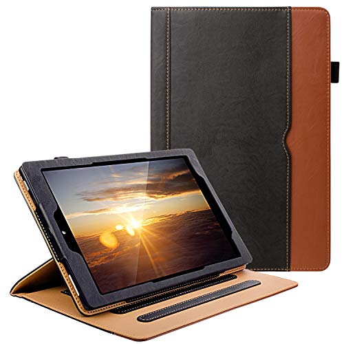 Grifobes All New Kindle Fire HD 10 Tablet (9th/7th Generation,2019/2017 Released) Cover Case with Card Slots, 360 Protection Multi-Angle Viewing Stand Auto Sleep/Wake for Fire HD10 - Black/Brown