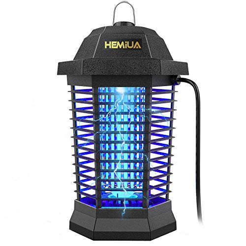 HEMIUA Pro Bug Zapper Mosquito Killer for Outdoor and Indoor - Waterproof Insect Fly Pest Attractant Trap, 4200V Powered Electric for Backyard, Patio - Hangable Black