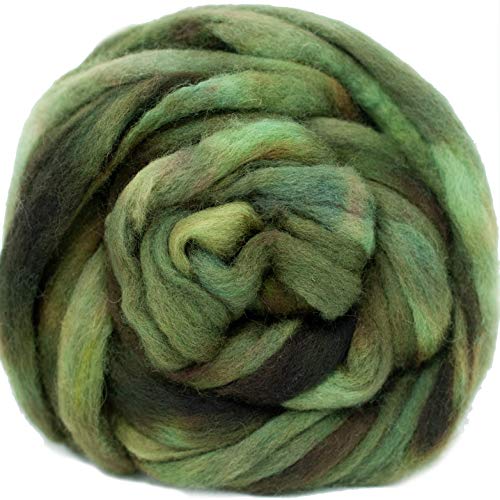 Wool Roving Hand Dyed. Super Soft BFL Combed Top Pre-Drafted for Easy Hand Spinning. Artisanal Craft Fiber ideal for Felting, Weaving, Wall Hangings and Embellishments. 4 Ounce. Bronze Green