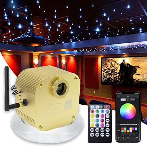 16W Bluetooth Twinkle Fiber Optic Star Ceiling Lights Lamp Kit, LED RGBW Engine Driver APP/Remote Control (430pcs(0.03in+0.04in+0.06in)9.8ft)
