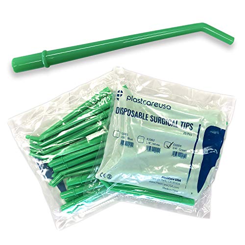 100 Large Dental Surgical Aspirator Aspirating Green Suction Tips, 1 4 Inch Diameter, 4 Bags of 25