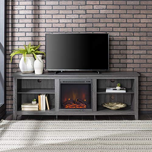 Home Accent Furnishings Lucas 70 Inch Television Stand with Fireplace in Charcoal
