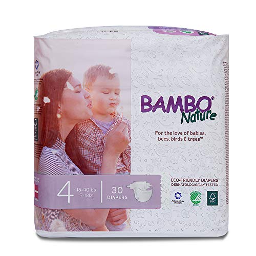 Bambo Nature Eco Friendly Premium Baby Diapers for Sensitive Skin, Size 4 (15-40 lbs), 30 Count
