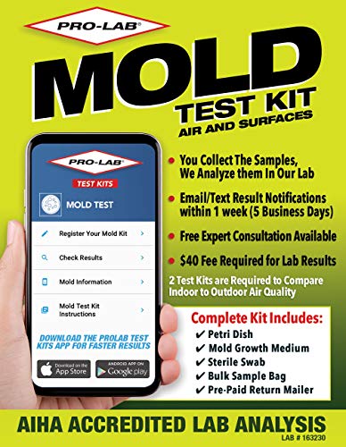 ProLab Mold Test Kit For Home For Air And Surface Testing - Mold Test Kit Includes Expert Consultation, Pre-Paid Return Mailer, Emailed Mold Report $40 Fee Required For AIHA Lab Analysis. (MO109)