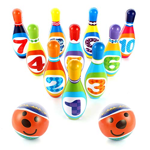 Hyrrt Kids Bowling Toy Set, Indoor Outdoor Bowling Games for Children/Toddlers/Boys/Girls for Early Development/Sport/Preschool (10 Pins & 2 Bowling)