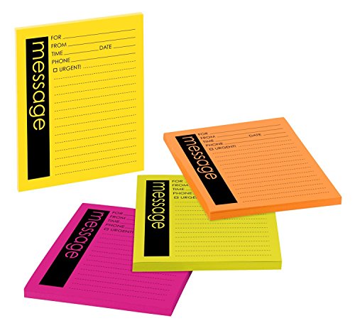 Post-it Super Sticky Notes, Telephone Message, 4 in x 5 in, Rio de Janeiro Collection, Lined, 4 Pads/Pack, 50 Sheets/Pad (7679-4-SS)