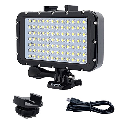 Suptig Underwater Lights Dive Light 84 LED High Power Dimmable Waterproof LED Video Light Waterproof 164ft(50m) for Gopro Canon Nikon Pentax Panasonic Sony Samsung SLR Cameras