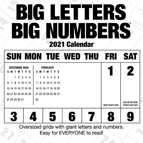 Big Letters Big Numbers 2021 Wall Calendar