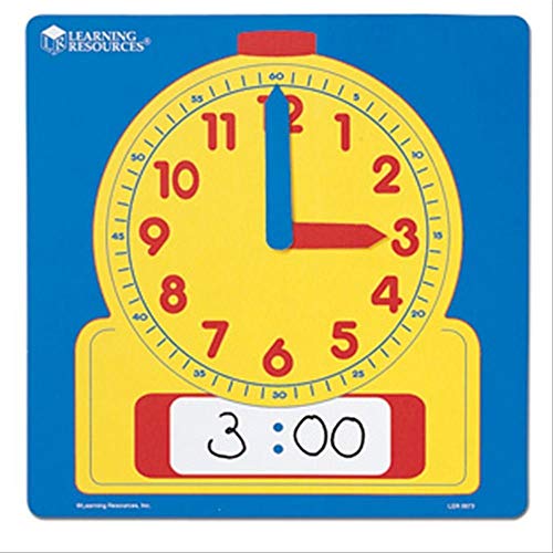 Learning Resources Write & Wipe Demonstration Clock, Easy-to-Read, 12' Square Clock, Ages 6+