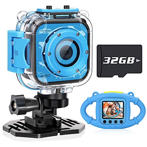 VanTop Junior K3 Kids Camera, 1080P Supported Waterproof Video Camera w/ 32Gb Memory Card, Extra Kid-Proof Silicon Case, Card Reader, Lanyard, Carrying Bag