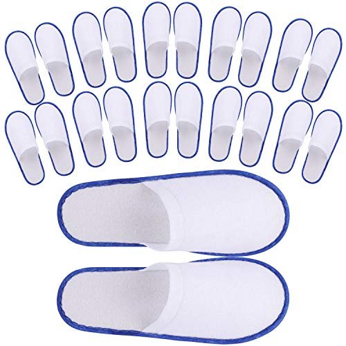 24 Pair Spa Flip Flops Disposable Slippers for Hotel Guests Women, Men Closed Toe Super Comfort, Men's 8.5 or Women's 11 Blue