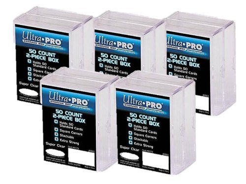 Ultra Pro 2-Piece Clear Card Storage Box | Holds 50 Standard Cards | 2 boxes per pack | 5-Pack Total