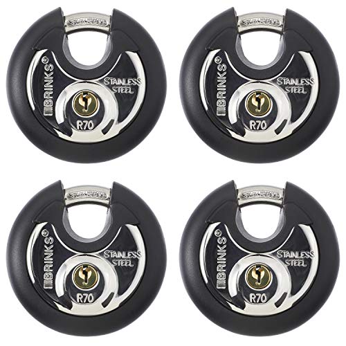 Brinks 673-70401 70mm Commercial Discus Lock with Stainless Steel Shackle, 4-Pack
