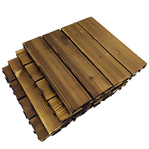 Arlai Wood Composite Decking, Deck Tiles, Interlocking Flooring Tiles, Patio & Flooring Pavers 30cm x 30cm/12”×12”, Pack of 4