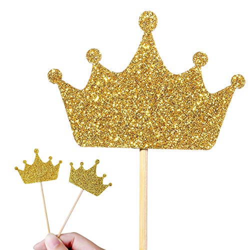 36 PCS Gold Crown Cupake Toppers Picks, Crown Hats Decorations for Baby Shower, Birthday Party, Wedding Decorations Supplies