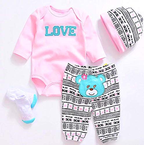 Pedolltree Reborn Baby Dolls Clothes Pink Outfits for 20'- 22' Reborn Doll Girl Baby Clothing Baby Sets