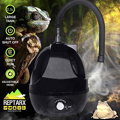 Amphibian Insect & Reptile Tank, Mister/Fogger/Humidifier - Large Tank - Adjustable with Flexible Hose - for Reptile Terrarium/Tank/Aquarium & Hide/Cave