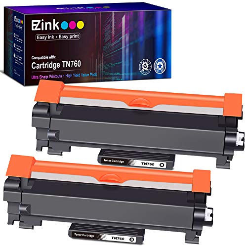 E-Z Ink (TM) Compatible Toner Cartridge Replacement for Brother TN760 TN-760 TN730 to Use with HL-L2350DW HL-L2395DW HL-L2390DW HL-L2370DW MFC-L2750DW MFC-L2710DW DCP-L2550DW (Black,2 Pack)