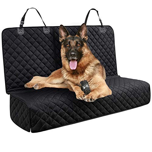 DakPets Dog Car Seat Covers - Pet Car Seat Cover Protector – Waterproof, Scratch Proof, Heavy Duty and Nonslip Pet Bench Seat Cover - Middle Seat Belt Capable for Cars, Trucks and SUVs