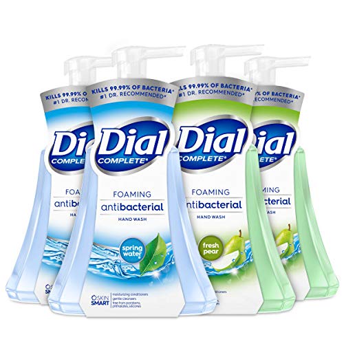 Dial Complete Anti-bacterial Foaming Hand Wash, 60 oz of Foaming Hand Soap. 2-scent Variety Pack Spring Water/Pear, 15 Fluid Ounces each (4 pack)