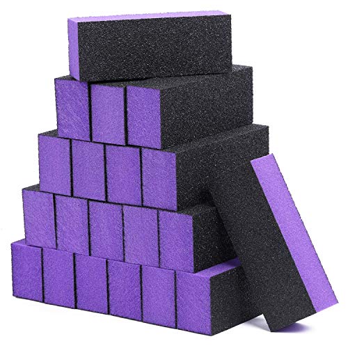 20 Pack Nail Buffer Block Sanding Buffing Nail Files Pedicure Manicure Tool 80/120 Grit(Purple Black)