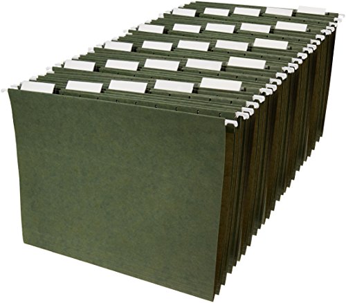AmazonBasics Hanging Organizer File Folders - Letter Size, Green - Pack of 25