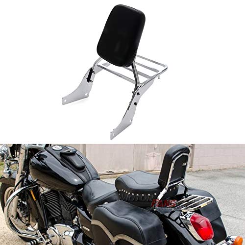 MotorFansClub Sissy Bar Backrest Luggage Rear Rack Passenger Back Seat Cushion Fit For Compatible With Honda Shadow SABRE 1100 ACE VT1100 All Years