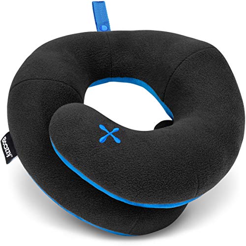 BCOZZY Adults Chin Supporting Travel Pillow- Unique Patented Design Offers 3 Ergonomic Ways to Support The Head, Neck, and Chin When Traveling on Airplane, Car, and at Home. Fully Washable. Black
