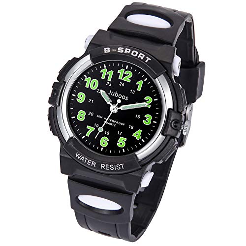 Kids Watch, Child Quartz Wristwatch with for Boys Kids Waterproof Time Teach Watches Rubber Band Analog Quartz Children Sport Outdoor Wrist Watches (Most Black)