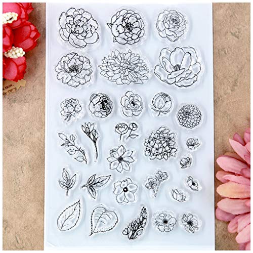 Kwan Crafts Flowers Leaves Clear Stamps for Card Making Decoration and DIY Scrapbooking