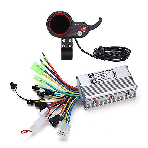 WonVon Motor Brushless Controller, 36V 48V 350W Electric Scooter Mountain Bike Speed Controller with LCD Display Panel
