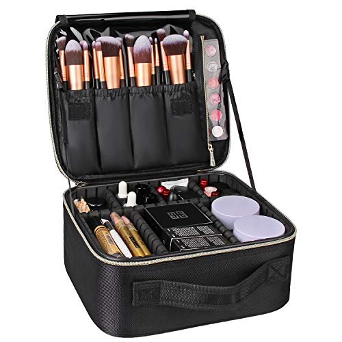 MONSTINA Makeup Train Cases Professional Travel Makeup Bag Cosmetic Cases Organizer Portable Storage Bag for Cosmetics Makeup Brushes Toiletry Travel Accessories