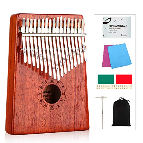 LEMEIYI Kalimba 17 Keys Thumb Piano with Study Instruction and Tune Hammer, Portable Mbira Sanza African Wood Finger Piano, Gift for Kids Adult Beginners Professional