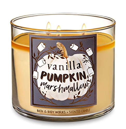 Bath and Body Works Vanilla Pumpkin Marshmallow Candle - Large 14.5 Ounce 3-wick Limited Edition Fall Pumpkin Cafe