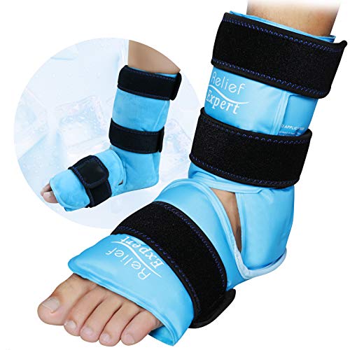 Relief Expert Ankle Foot Ice Pack Wrap for Injuries Reusable Gel Cold Pack with Cold Compression Therapy, Instant Pain Relief for Achilles Tendonitis, Plantar Fasciitis, Foot Heel - Soft Plush Lining
